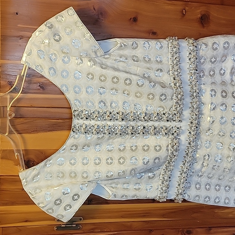 Boden Ivory and Gold Embellished Cap-Sleeve Dress - Picture 2 of 7